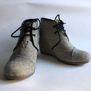 TOMS Metallic Twill Wedge Boots - Size 7