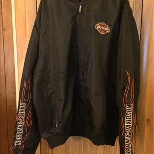 3X Mens Harley Davidson Nylon Bomber Black Jacket
