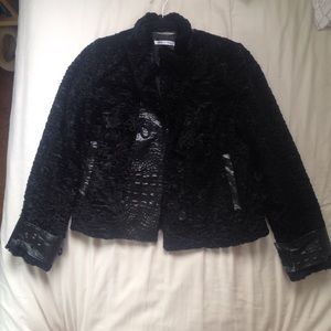 Adrienne Vittadini black velvet and leather jacket