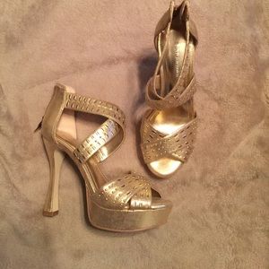 BCBG gold sandals/ heels