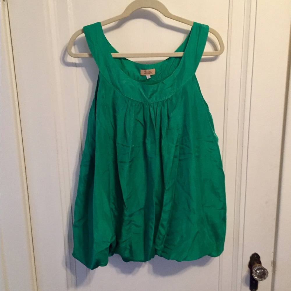 Green Silky Bubble Top