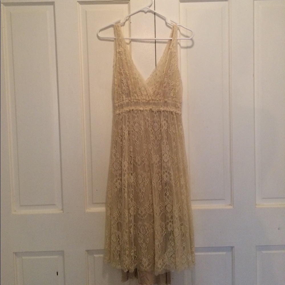 Off white lace dress with slip, never worn