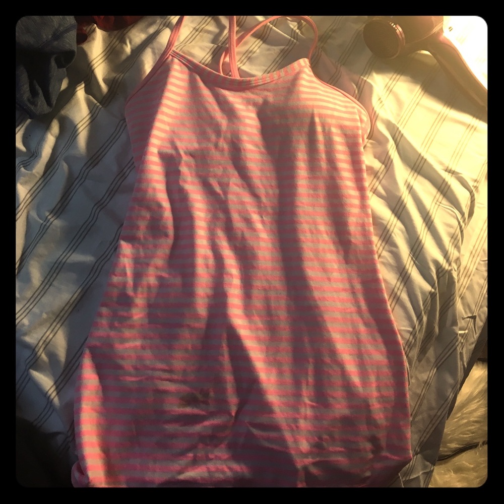 Lululemon pink and white striped sports top