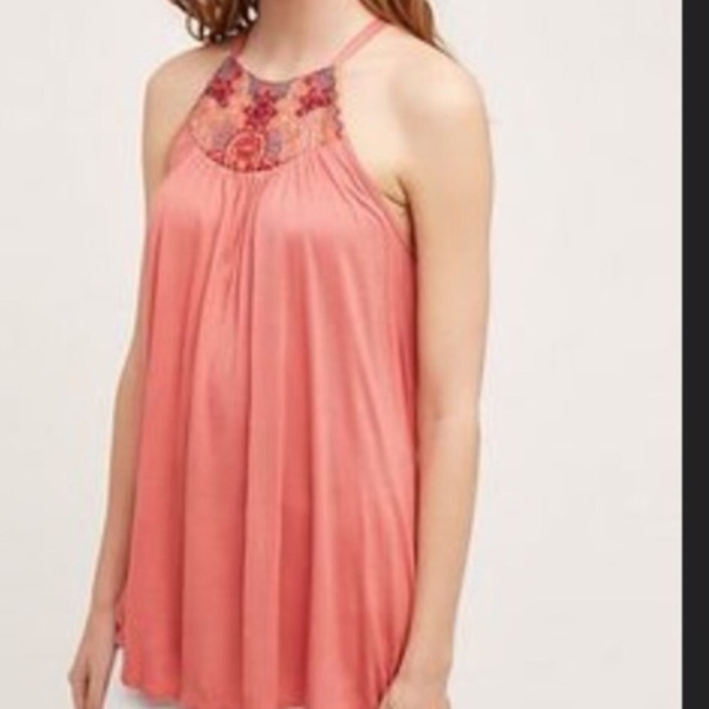 Anthro flowy tie tank by one September