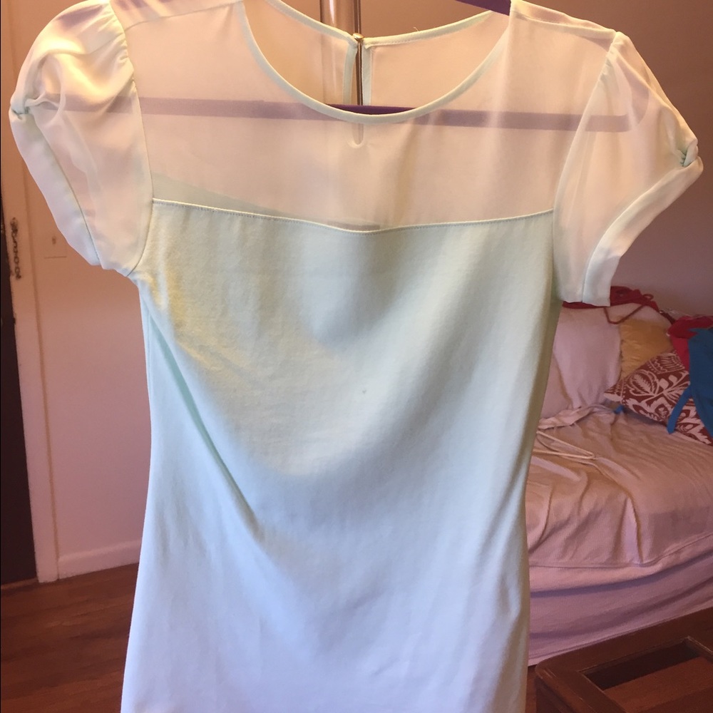 Sheer top light sea foam color shirt