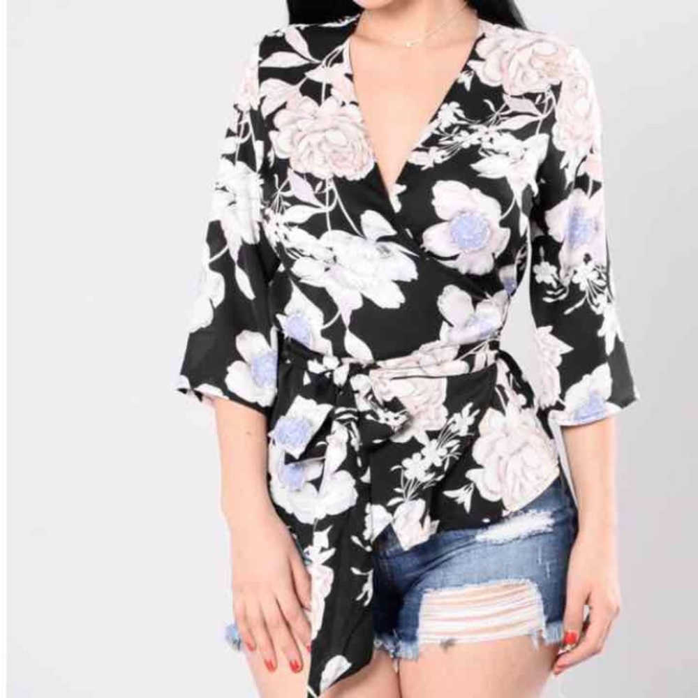 Floral Wrap Top