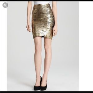 BCBG Maxazria Gold Foil Skirt
