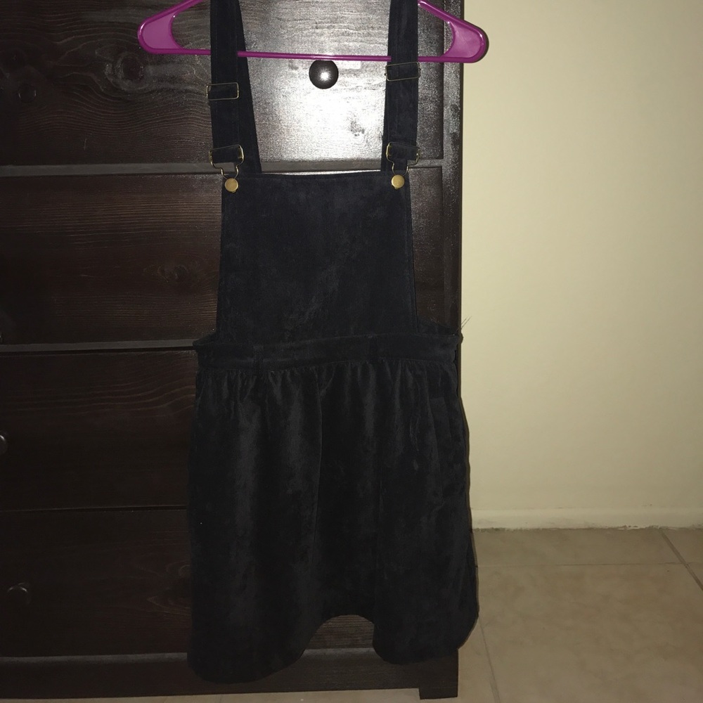 Black corduroy overall dress