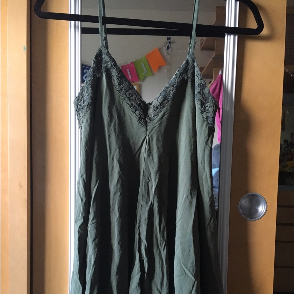 Olive green shift dress