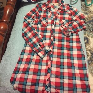 Plaid button up t-shirt dress