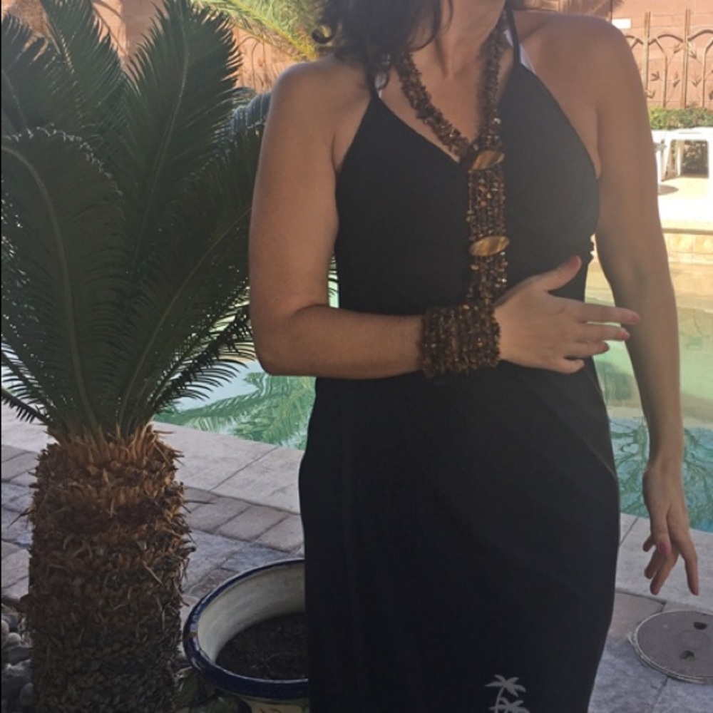 BLACK WRAP AROUND SWIMSUIT COVER UP