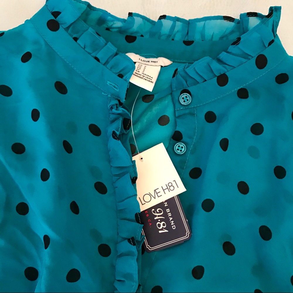 NWT Forever 21 Polka Dot Teal 3/4 Sleeve Dress - Picture 5 of 8