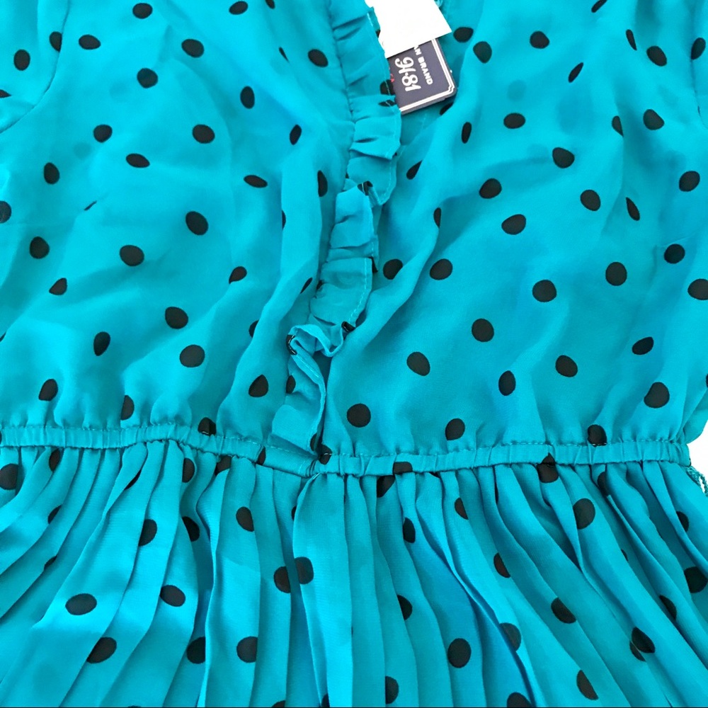 NWT Forever 21 Polka Dot Teal 3/4 Sleeve Dress - Picture 6 of 8