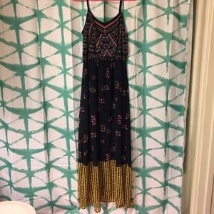 Navy and multi colored maxi dress