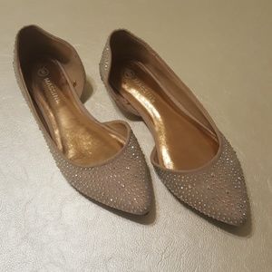MOVING SALE - Tan Jeweled D'orsay Flats