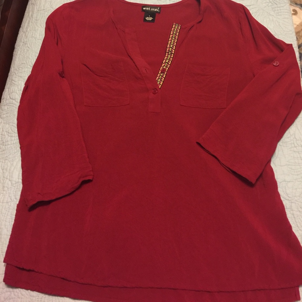 Woven half sleeve top