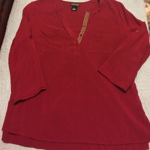 Woven half sleeve top