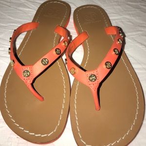 Orange Tory Butch flip flops