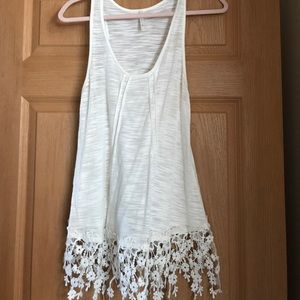 Ivory lace trim tank top