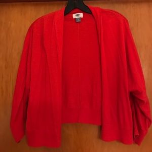 Orangey red short shrug/cardigan