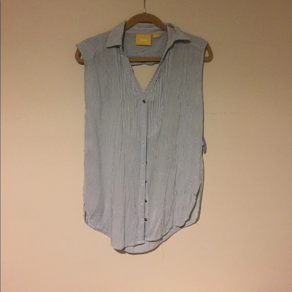 MAEVE sleeveless button up with open back detail