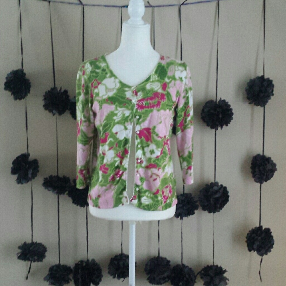 Talbots Cardigan Floral Small Petite
