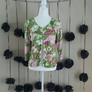 Talbots Cardigan Floral Small Petite