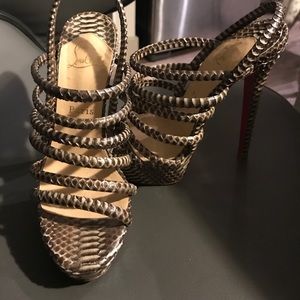 Christian louboutin snake skin strappy heels