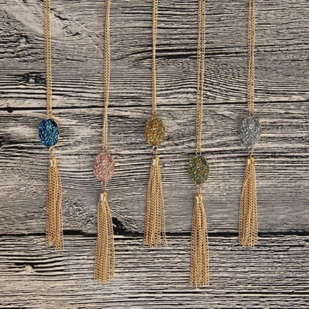 💜 Druzy Tassel Necklace