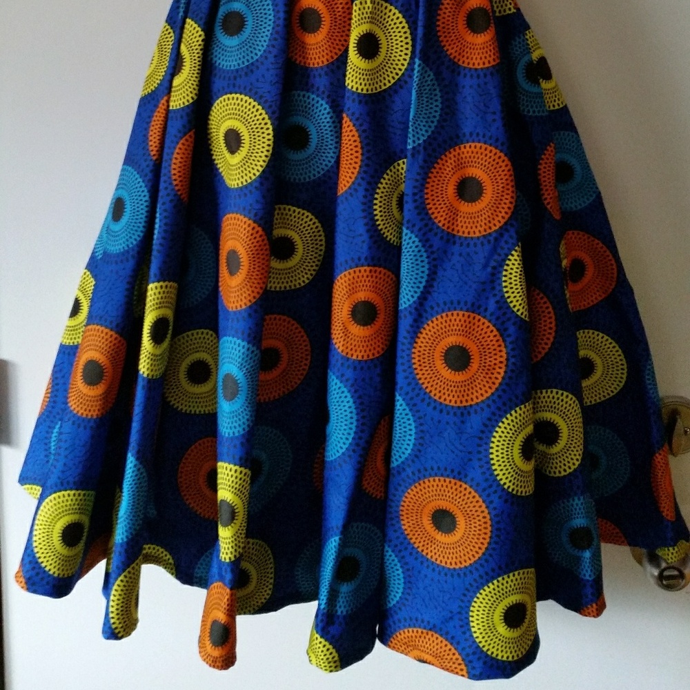 African Ankara Skirt Flare Multi color Sz M - XL
