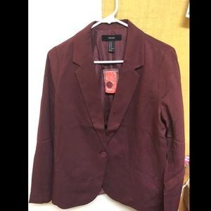 One Button Career Jacket/Blazer Color:Wine