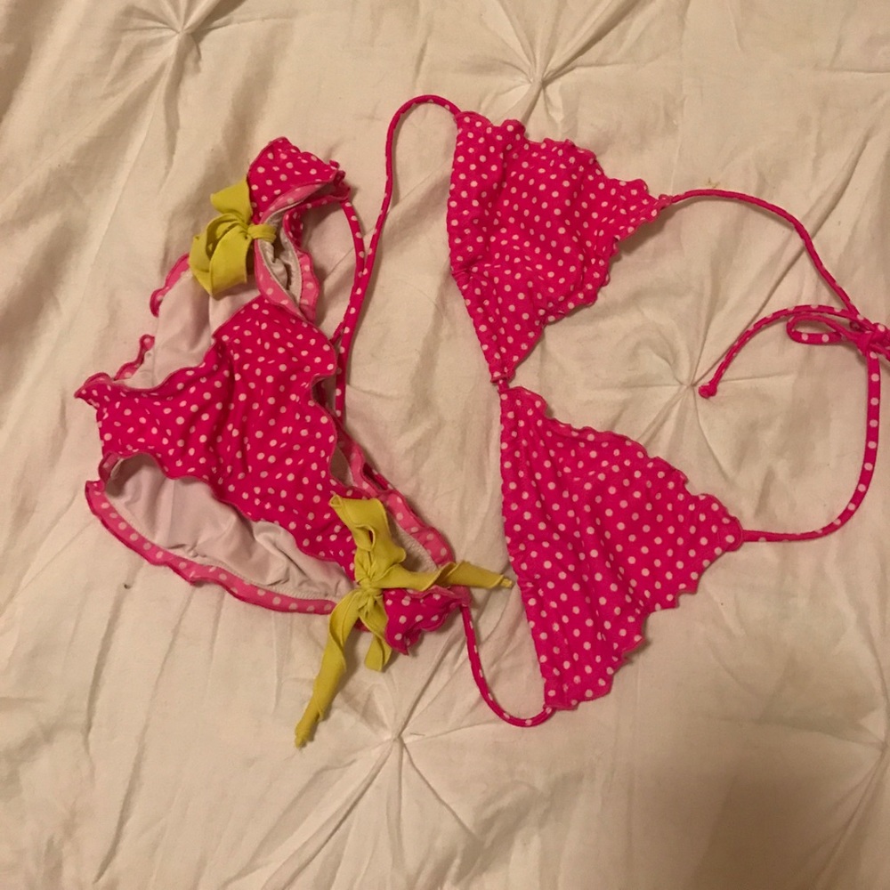 VS hot pink and yellow bathing suit