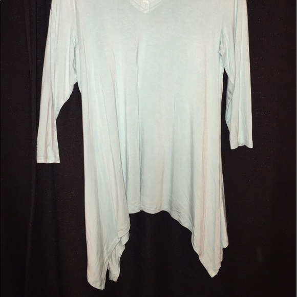turquoise shirt with collar bone cutouts - Picture 2 of 4