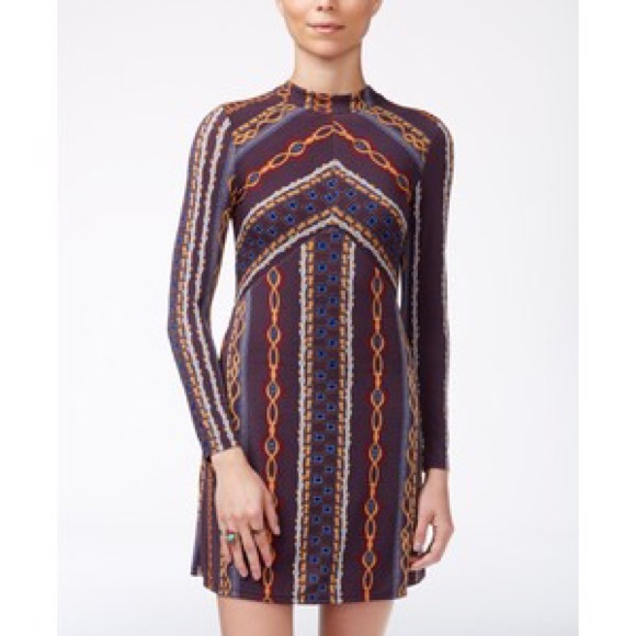 Free People Dresses & Skirts - FREE PEOPLE Mock Neck Print Mini Dress