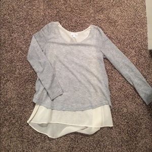 Gray top with flowy cream underlay