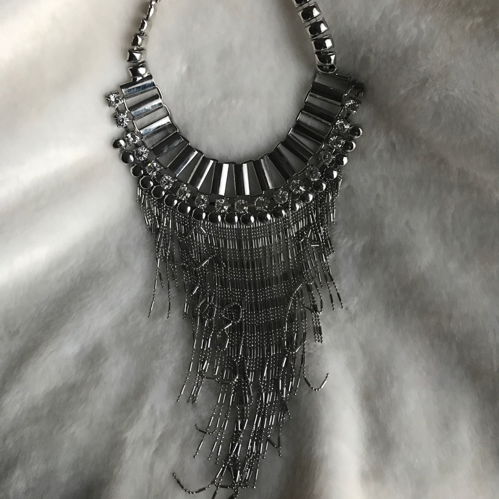 🖤Silver fringe necklace