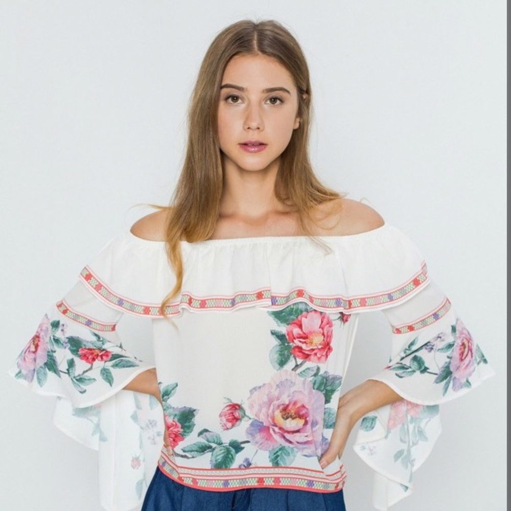 Emma Off Shoulder Bell Sleeve Blouse - Picture 4 of 4