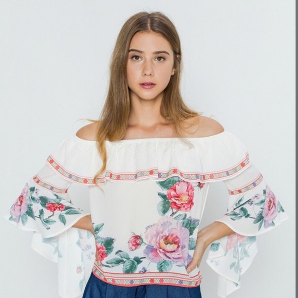 Emma Off Shoulder Bell Sleeve Blouse - Picture 4 of 4