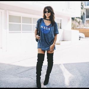 Black Suede Thigh High Boots