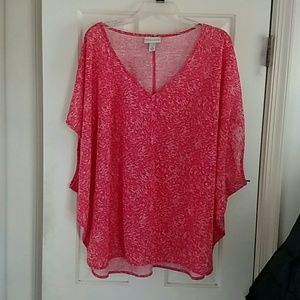 4X Sleeveless Pink and White Tunic