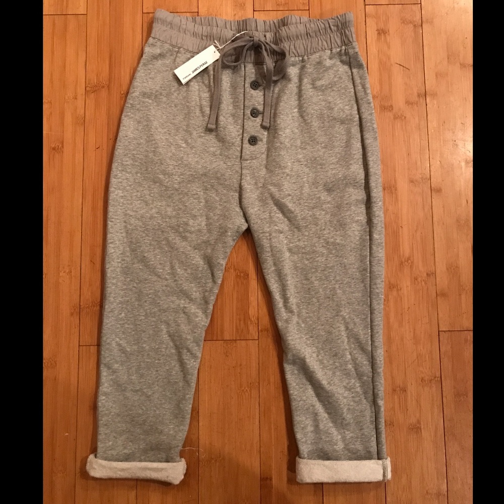 James Perse cropped heather grey pants, size 0