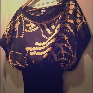 Satin black/gold Cache blouse