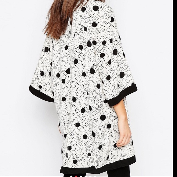 Black & White Polka Dot Chiffon Kimono Coverup - Picture 5 of 5