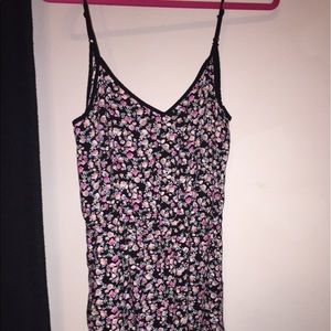 Black and floral print romper