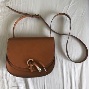 Brown leather cross body bag