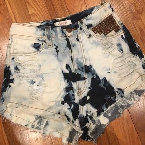 Acid Wash Denim High Waist Shorts