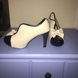 Black and white heels