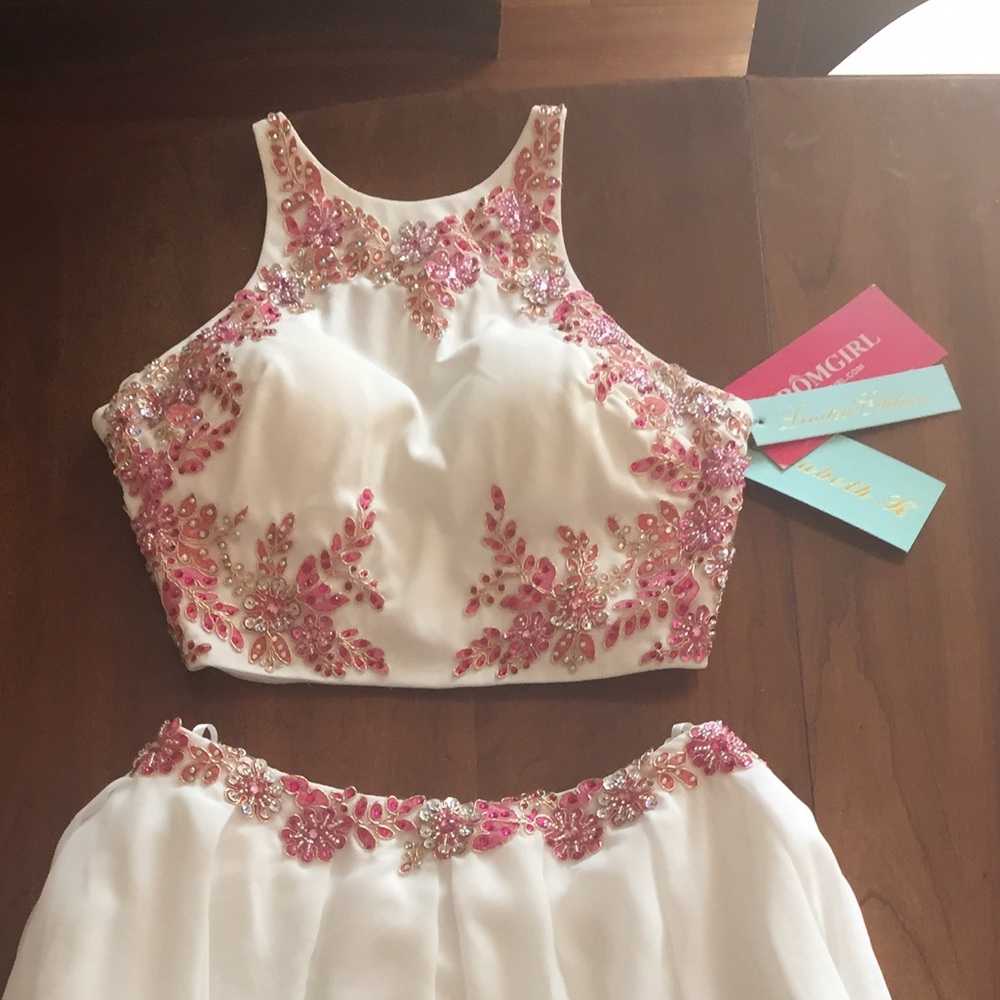 Short, formal, two piece dress