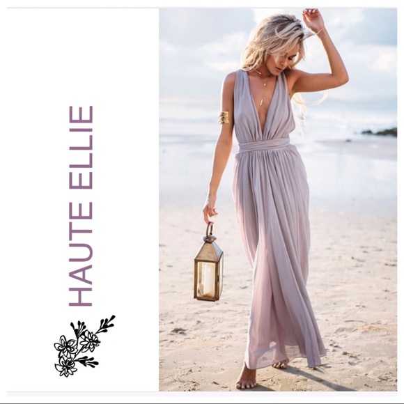 Julie Plunge Neck Semi-sheer Mesh Maxi Dress
