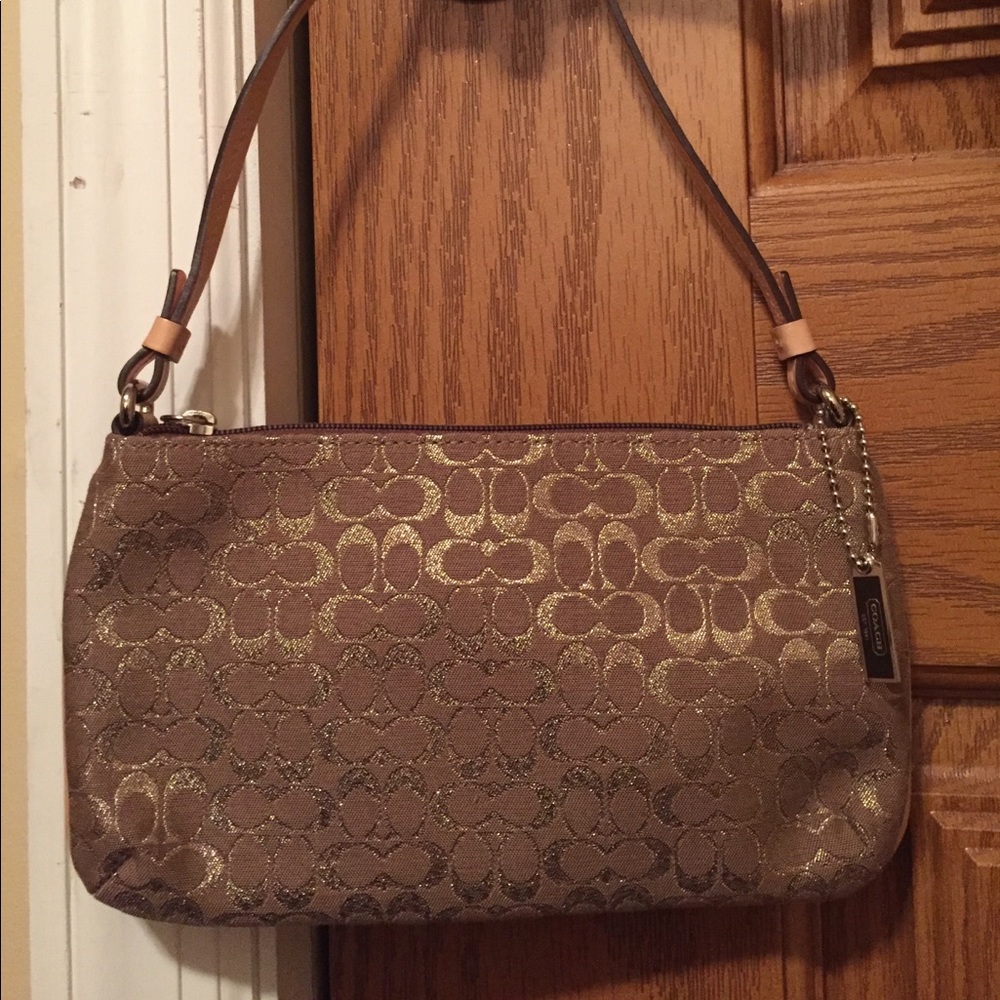 Coach signature gold evening bag